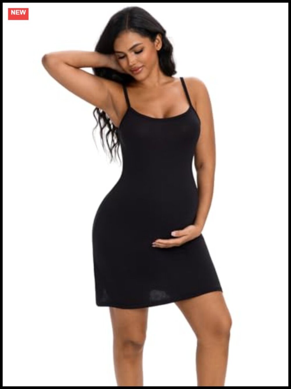 Women's Maternity Full Slip A-Line Empire Waist Modal Spaghetti Strap Cami Dress